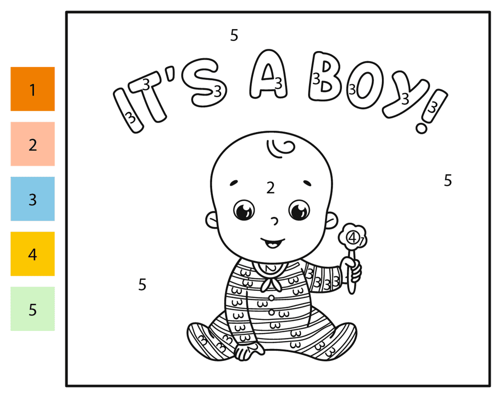 Its A Boy Color By Number Coloring Page Md Coloring Page — Free Printable — free printable coloring page